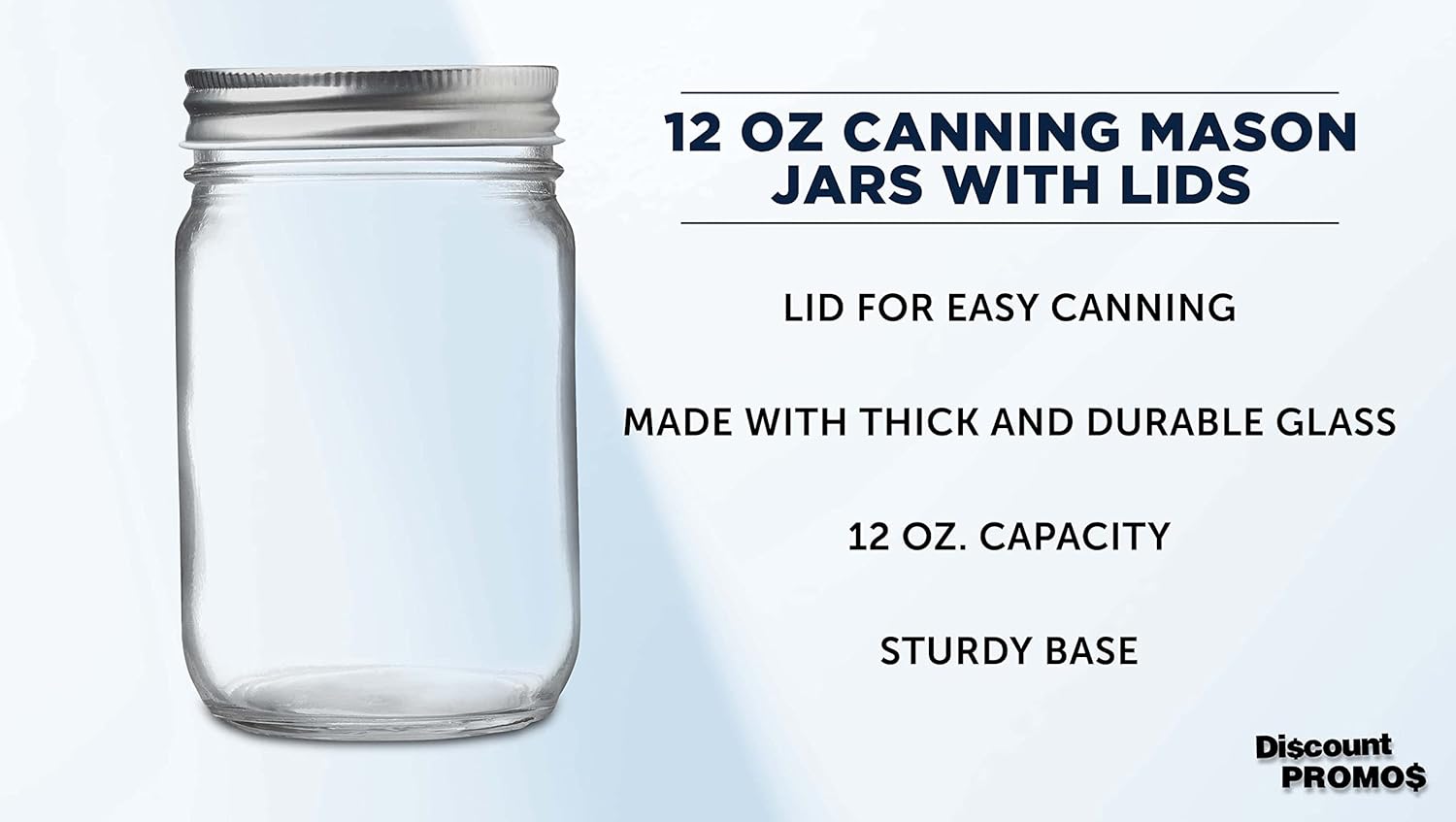 DISCOUNT PROMOS 10 Decorating Mason Jars Set, 12 oz. - Canning, Aluminum Lid - Clear
