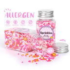 Edible Pink Sprinkle, Valentines Sprinkles Dessert Decorating, Confetti Sprinkle, Pearl Sprinkle, Pink Jimmies Sprinkle for Cake, Cupcake, Chocolate, Macaron, Waffle and Ice Cream(120g/4.23oz)