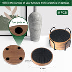 Wood Coasters with Felt Pads, Non-Slip, Non-Stick - 5 Pack Absorbent Coasters for Coffee Table with Holder, Suit for Kinds of Cups 4.3 inch (Black Series)