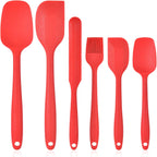 Heat Resistant Silicone Spatulas Set Food Grade Silicone Seamless One Piece Design BPA-Free,Non-Stick,Dishwasher Safe,Cooking and Mixing Set of 6PCS-red(red)