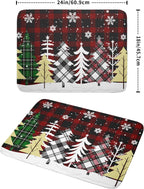 Merry Christmas Dish Drying Mat for Kitchen Counter 18x24 Inch Watercolor Buffalo Plaid Christmas Tree Microfiber Absorbent Dishes Pad Dish Drainer Mat Protector Kitchen Accessories for Countertop