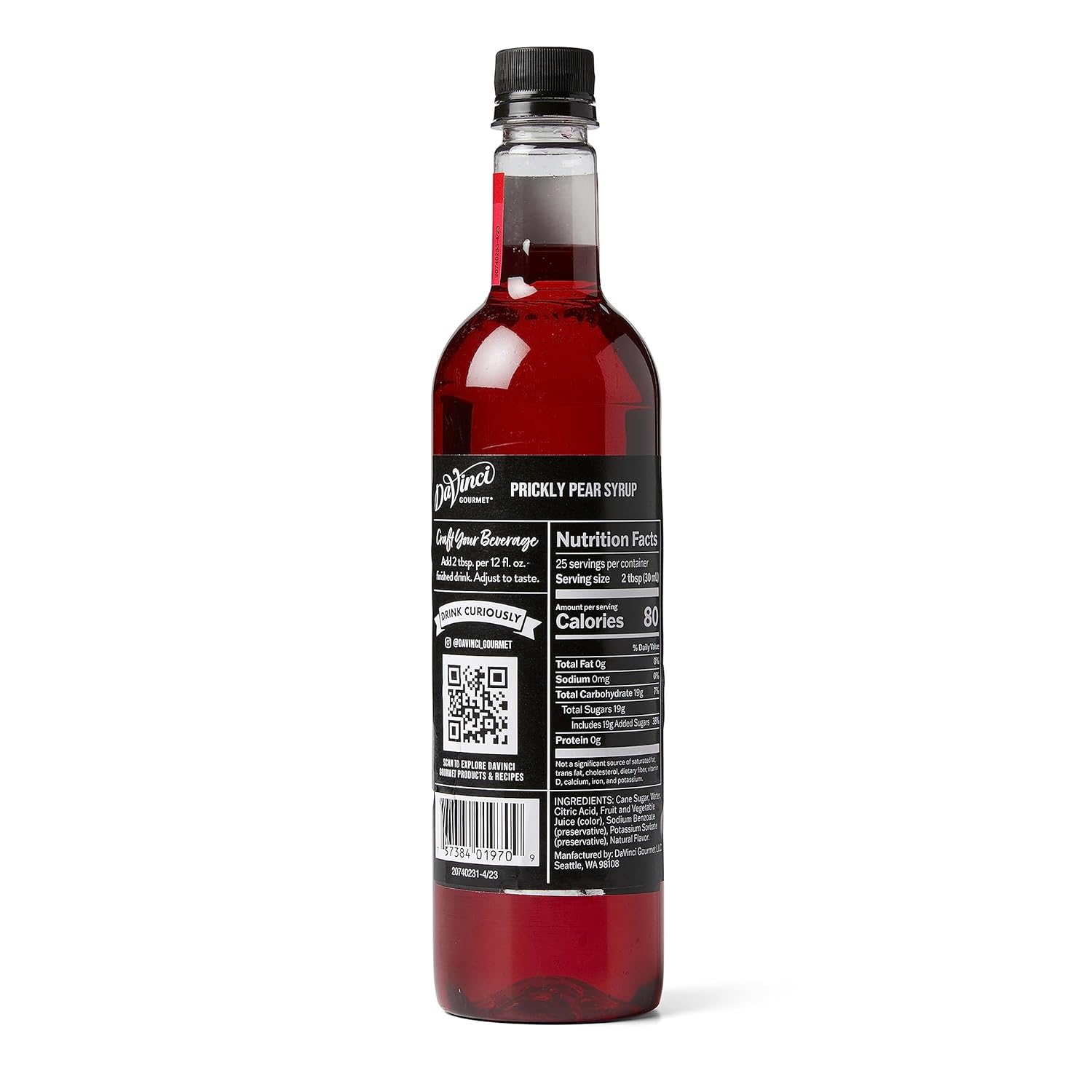 DaVinci Gourmet Prickly Pear Syrup, 25.4 Fluid Ounces (Pack of 4)
