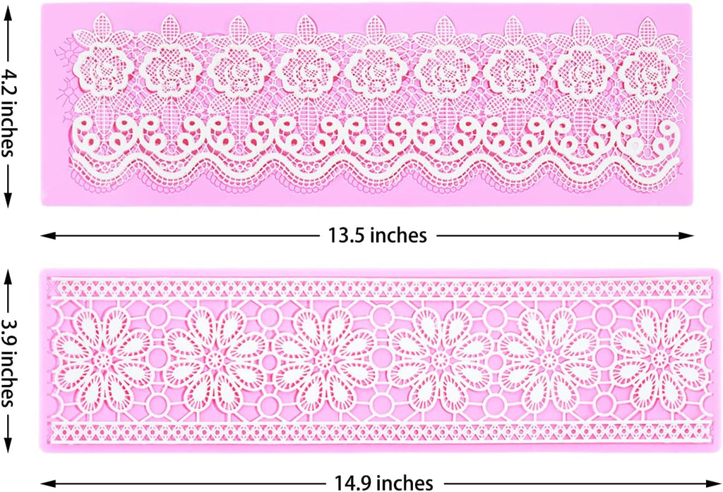 Embossing Lace Fondant Molds, Multi Circle Flowers Lace Mat Wedding Cake Decoration Tool, Rattan Shaped Cupcake Mat Silicone Molds Set of 3
