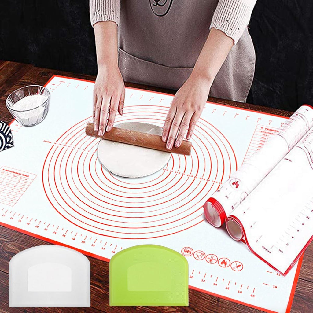 Silicone Pastry Mat for Rolling Dough Non Slip Extra Large 20''×28'',Silicone Baking Mat Nonstick,Non Stick Dough Kneading Cutting Mat with Measurement for Fondant Pie Bread Cookie (Red-XL)