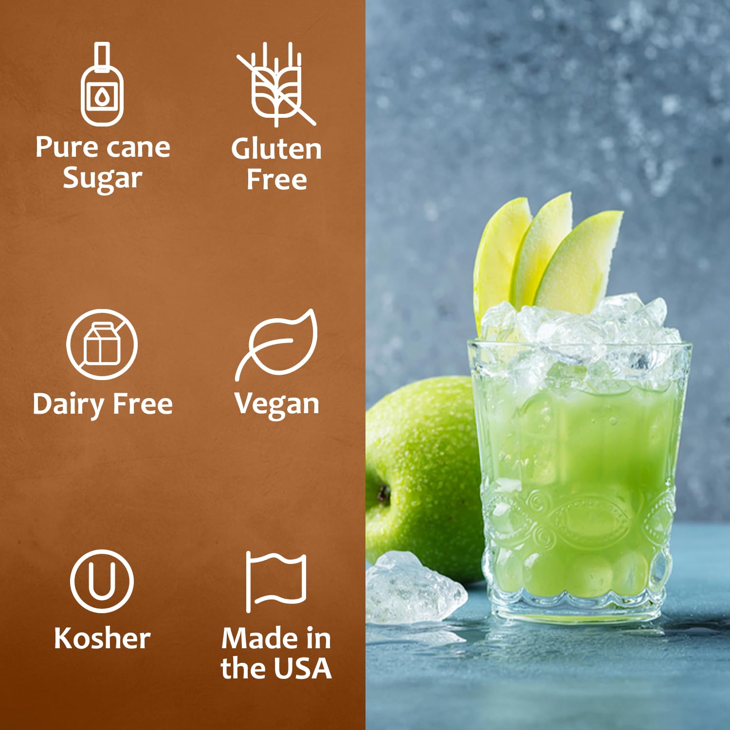 Syruvia Green Apple Syrup - Premium Flavoring Syrup for Tea, Italian Sodas, Beverages, Desserts, Ice Cream, Cocktails & Mocktails - Kosher, Gluten Free - 25.4 fl oz.