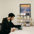 Coffee Mug Holder Wooden Cup Station Organizer 4-Tier Cup Holder for Coffee Bar Mug Display Rack for Countertop Mug Holder Shelf for Home Kitchen Nut Brown