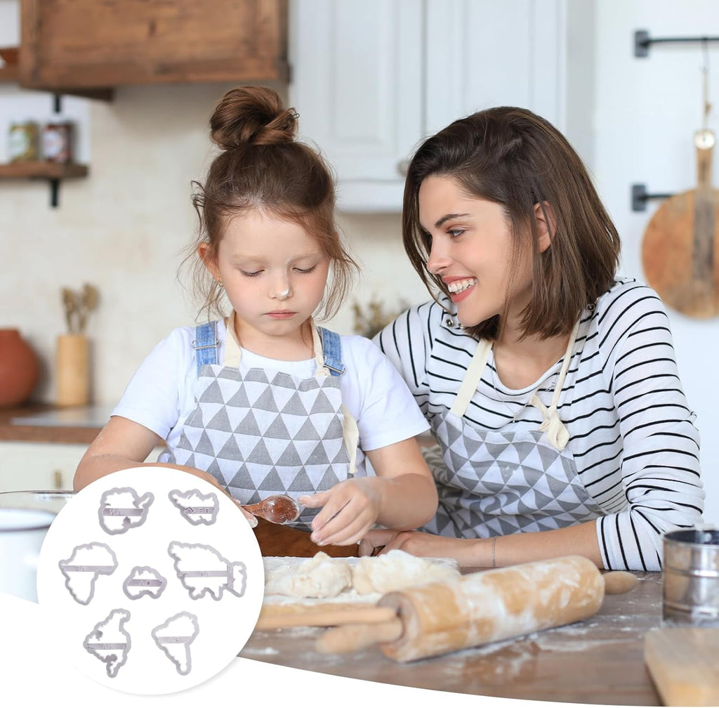 Molain 7 PCS World Map Shape Cookie Cutters, Cake Decorating Stencil, Seven Continents Shape Cookie Cutter Set, for Cake, Cookies, Cupcakes, Fondant, Pastry