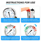 MEANLIN MEASURE 0~300Psi Liquid Filled Pressure Gauge 1/4" NPT 2.5" FACE DIAL Stainless Steel Glycerin Filled WOG Water Oil Air Lower Mount (with 2PCS Snaps)