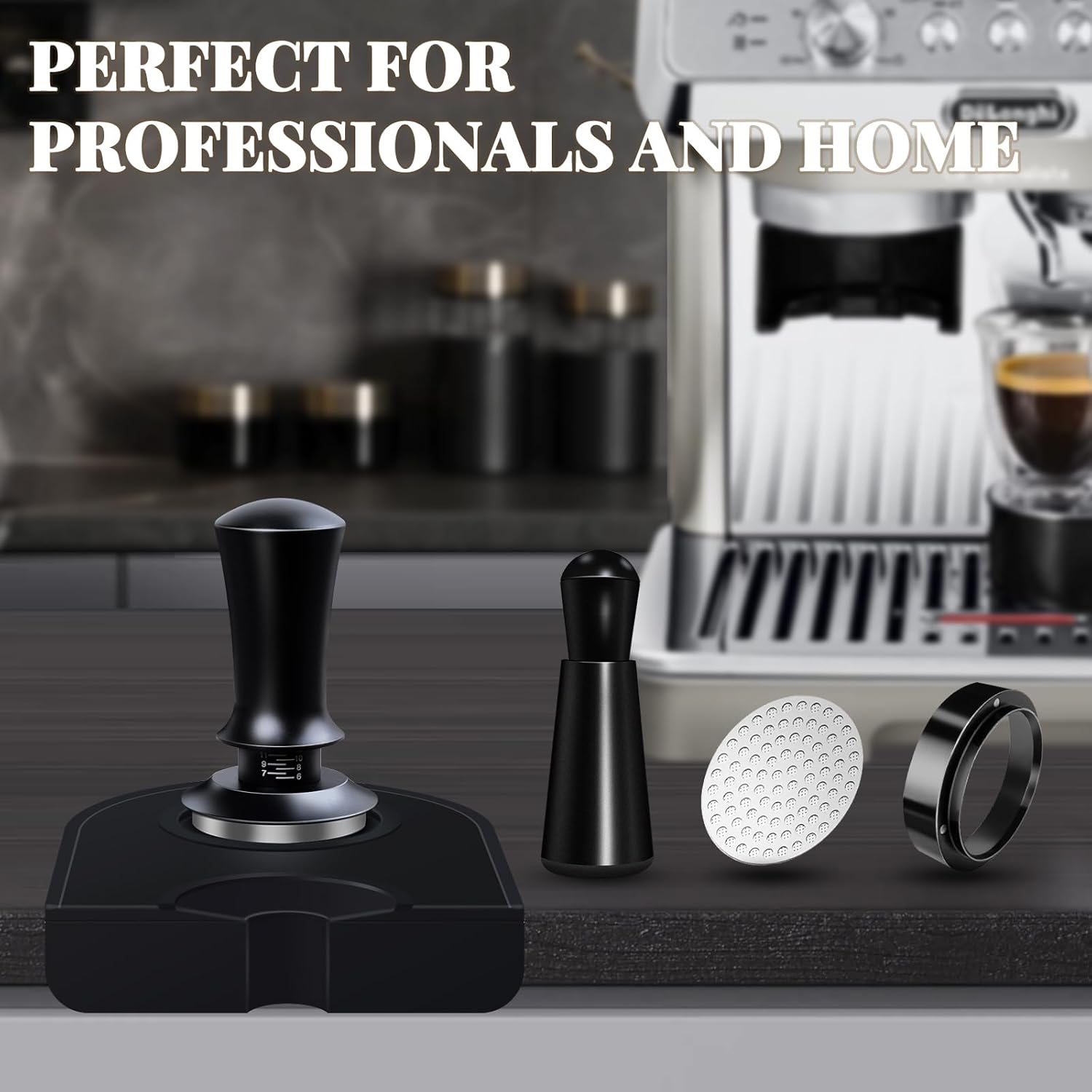 Espresso Accessories Kit 51mm, Coffee Tamper Set with Espresso Tamper, WDT Tool, Espresso Tamper Mat, Espresso Dosing Funnel, Puck Screen, Espresso Tools for 51mm Coffee Machine Accessories