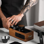 MHW-3BOMBER Espresso Tamping Station, 4 in 1 Walnut Espresso Organizer Box with Magnetic Drawer for Storage 51-58mm Espresso Tamper,Distributor,Portafilter and Espresso Accessories,CH6718