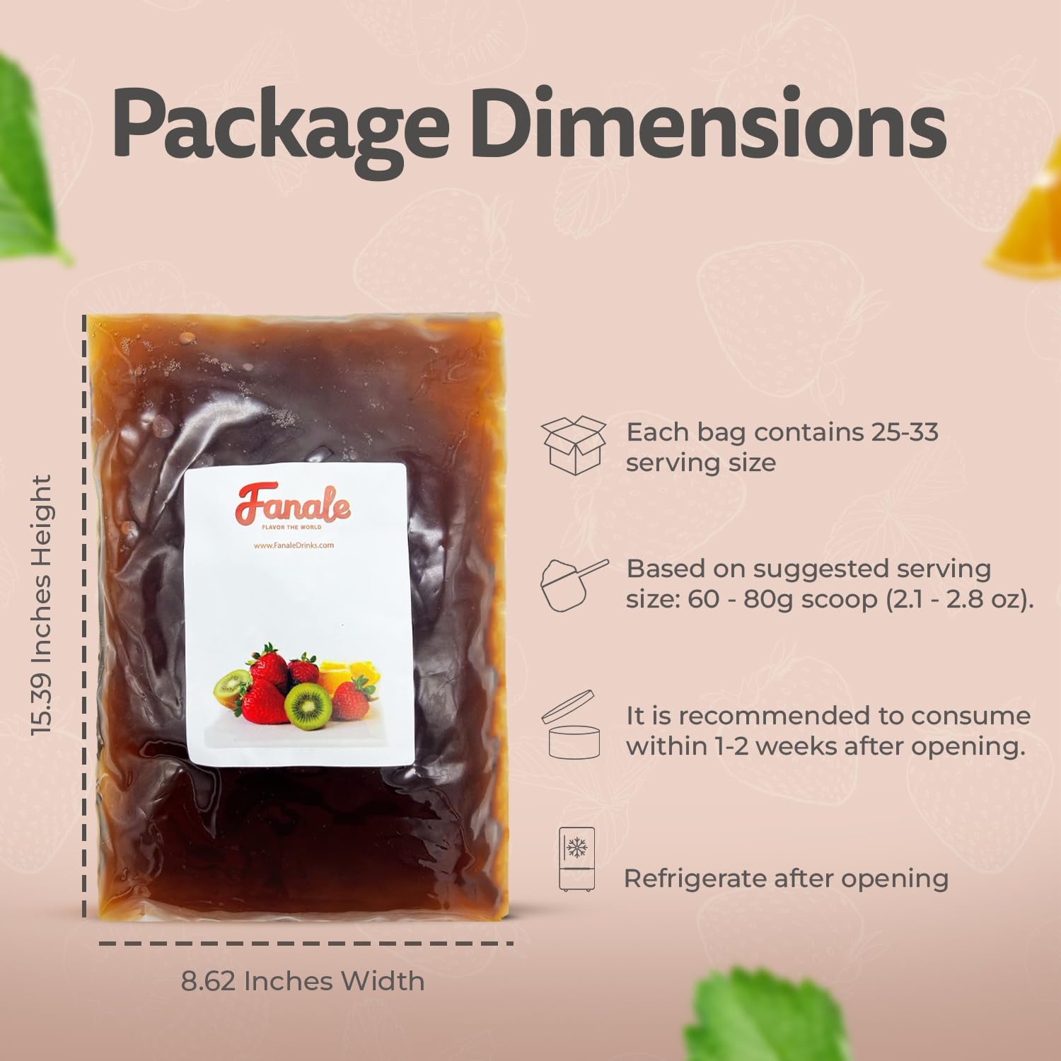 Fanale Brown Sugar Agar Tapioca Boba Jelly Ball for Milk Tea Coffee Shaved Ice Topping (4.4 lb/bag) TAP005-B