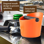 5 Inch Coffee Knock Box Shock-Absorbent Durable Barista Style Knock Box With Removable Knock Bar and Non-Slip Base Gift (S-Orange)