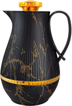 Insulated Thermal Coffee Carafe, 33 oz, Luxury Arabic-Style Insulated Carafe Flask, Coffee Tea Pot, with Spout and Glass Liner for Hot Cold Water, Housewarming Ornaments (Black and Gold)