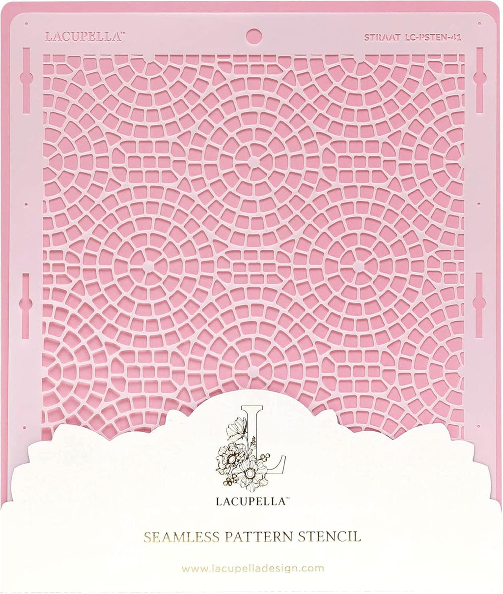 Cake Stencil - Seamless Delicate Pattern for Decorating Tall Double Barrel Cake to Use with Buttercream, Royal Icing, Ganache, Paint, Airbrush (STRAAT)