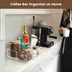 BEYGORM Acrylic Coffee Bar Station Organizer for Countertop,Office Breakroom Clear Snack Tea Storage Accessories Holder for Kcup Pod Condiment Cup Sugar Creamer Syrup, Gift for Coffee Lovers