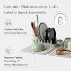 Dorai Home Collapsible Dish Drying Rack and Stone Dish Pad – Large Foldable Drying Rack with Instant - Dry Stone Mat – Space-Saving Drainer for Kitchen Counter - 24.6" x 16.5", Sand