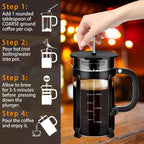 French Press Coffee Maker 304 Stainless Steel Coffee Press,with 4 Filters System, Heat Resistant Thickness Borosilicate French Press Glass, BPA-Free Brewed Tea Pot Coffee Plunger(Copper 12oz)