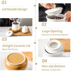 Hasense Ceramic Food Storage Container, Porcelain Kitchen Canisters with Airtight Lid, 35 OZ Coffee Canisters for Kitchen Counter, Candy Jar for Tea, Sugar, Salt and More, Farmhouse Decor, White