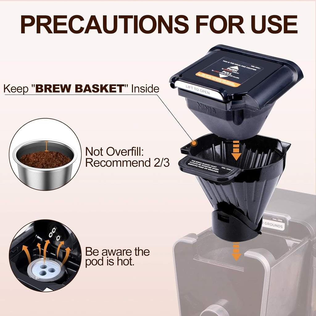 RETHONE Reusable K Cup Reusable Coffee Pods Compatible with Ninja Coffee Maker, Stainless Steel Reusable Coffee Filters for Ninja CFP201 CFP300 CFP301 CFP305 CFP307 CFP400 Dual Brew Pro (1 Pack)