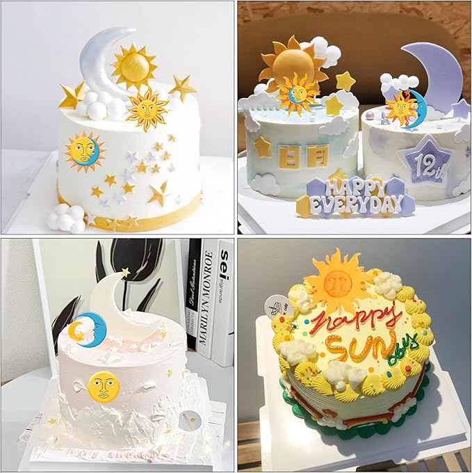 Sun and Moon Face Cake Decoration Fondant Mold 3 Pcs, Greek Mythology Various Chocolate Silicone Molds, for Candy, Biscuits, Mousse, Kitchen Baking, Cupcake Toppers, Modeling Clay, Plaster