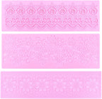 Embossing Lace Fondant Molds, Multi Circle Flowers Lace Mat Wedding Cake Decoration Tool, Rattan Shaped Cupcake Mat Silicone Molds Set of 3