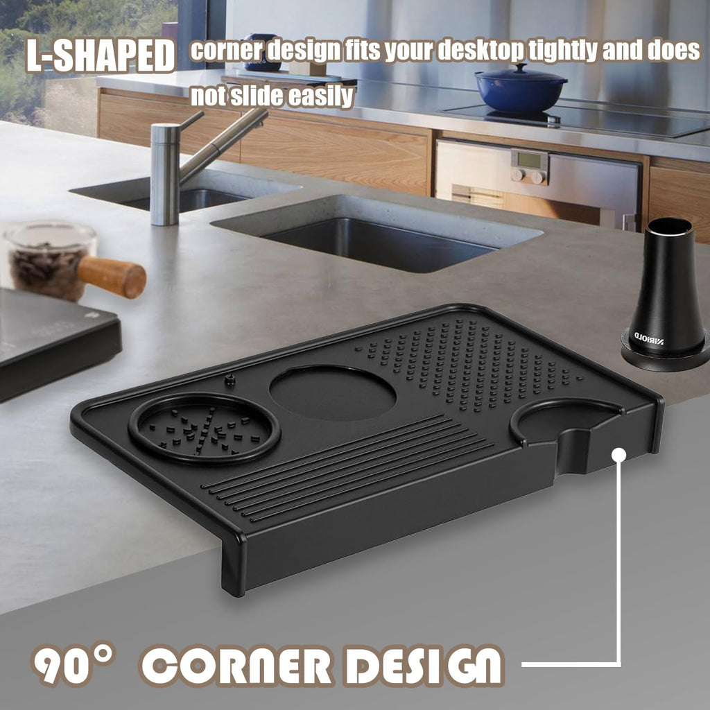 Espresso Tamping Mat,Silicone Tamping Mat,10.4 in. x 5.5 in.Coffee Machine Accessory,Waterproof and Heat Resistant Black