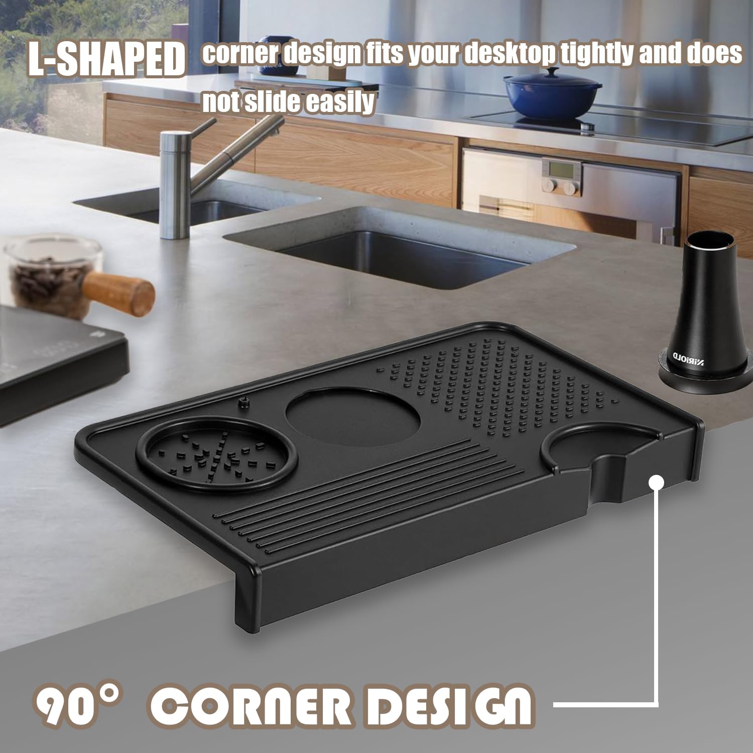 Espresso Tamping Mat,Silicone Tamping Mat,10.4 in. x 5.5 in.Coffee Machine Accessory,Waterproof and Heat Resistant Black