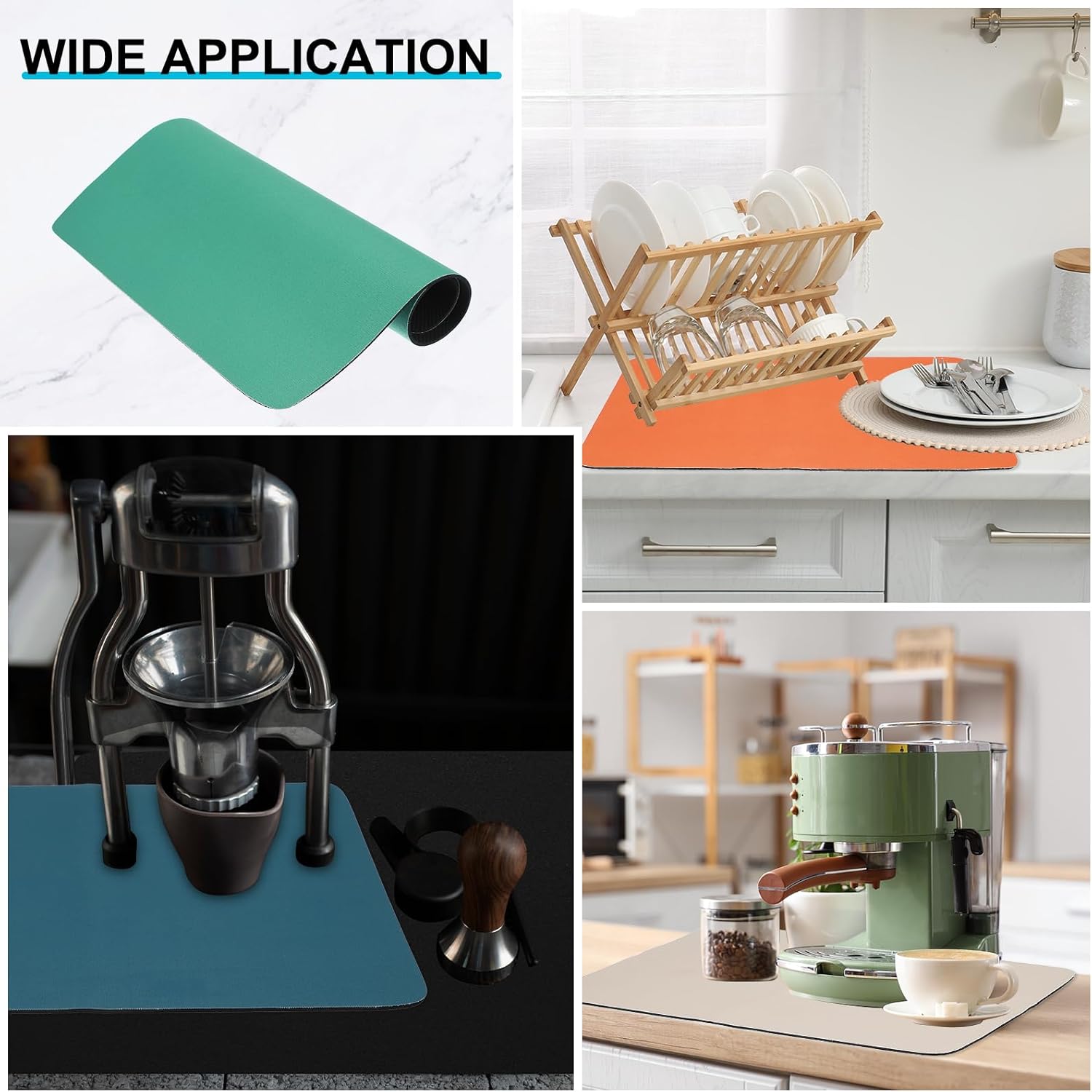 uxcell Silicone Mats for Kitchen Counter, 35.4" x 23.6" Non-Slip Countertop Protector Mat Heat Resistant Coffee Mat Waterproof Table Placemat, Green