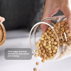 Glass jar candy Containers - 16oz kitchen Glass Airtight Storage jar With Acacia Airtight Lid，for kitchen Seasoning, coffee bean, tea, suger, herbs (4)