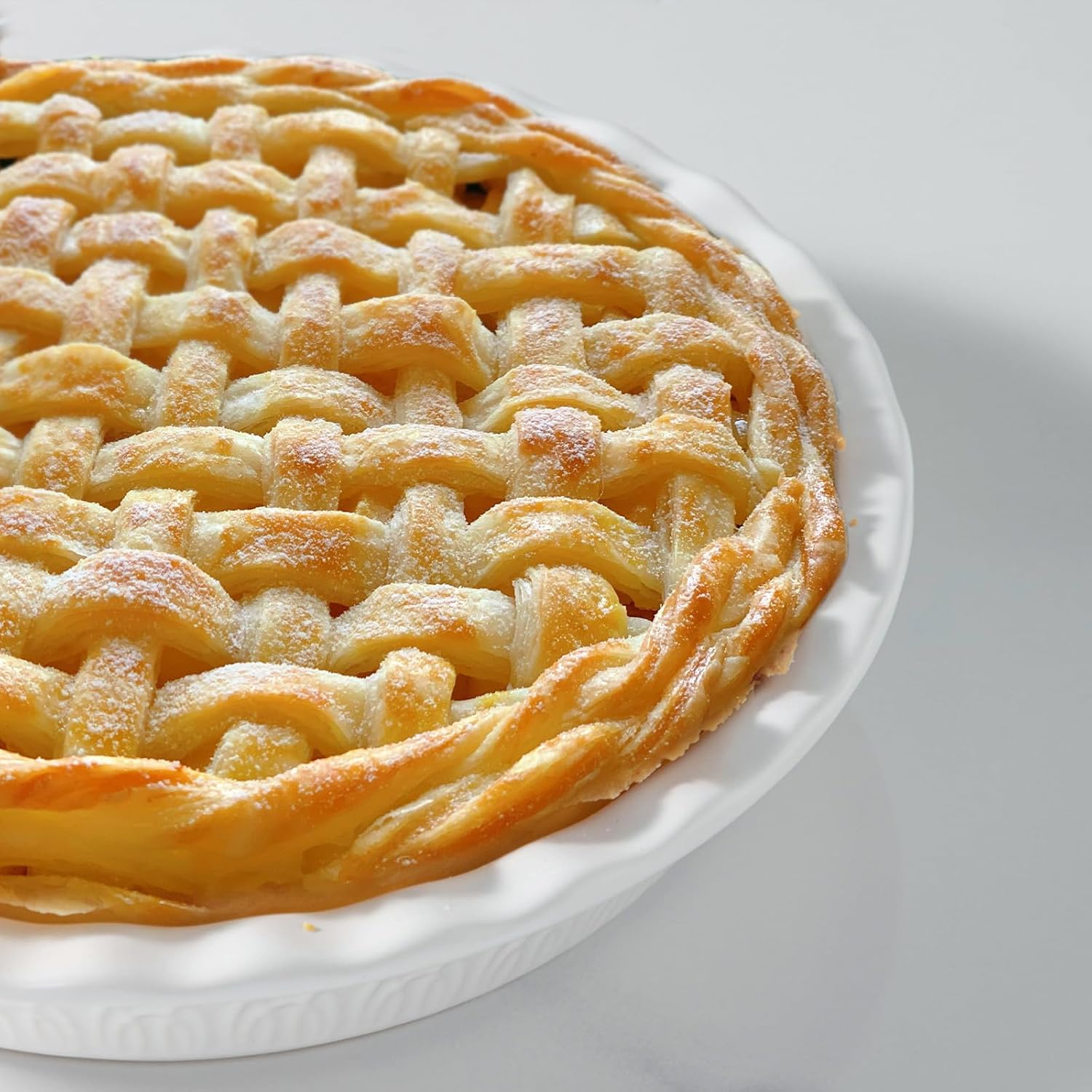 Fun Elements Ceramic Pie Pan, 9 Inch Pie Dish for Baking, Ruffled Pie Plate, Non-Stick Deep Dish Pie Pan for Apple Pie and Pot Pie, Thanksgiving Christmas Gifts, Set of 2, White