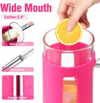 Kodrine 24 oz Glass Tumbler with Handle, Iced Coffee Cup Boba Smoothie Cup, Bamboo Lid Home Office Tumbler, Rose Red