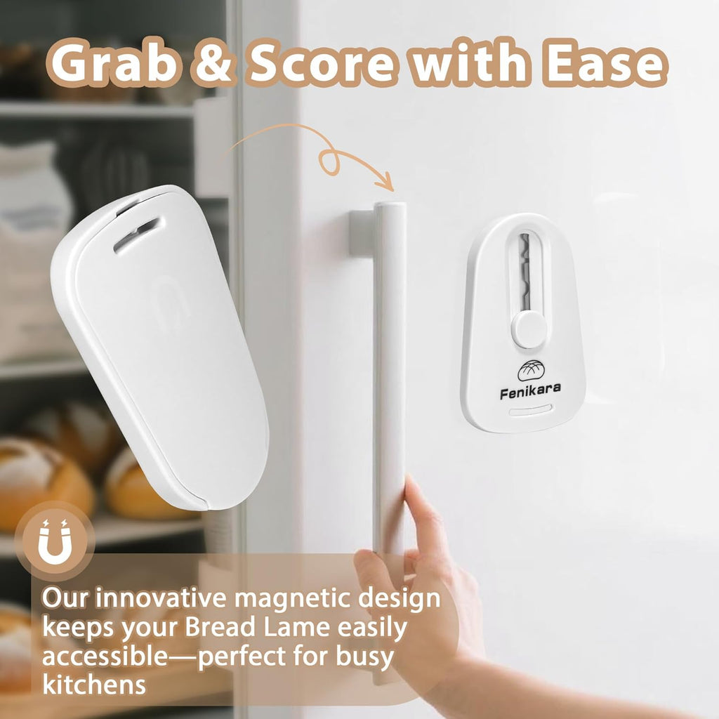 Premium Magnetic Bread Lame & Versatile Bread Scoring Tool - Professional Sourdough Scoring Tool and Lame Bread Tool with 10 Razor Blades & Scoring Patterns Booklet (light gray)