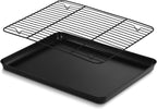 P&P CHEF Baking Oven Sheet Pan with Rack for Cookie, Nonstick Oven Tray and Cooling Rack for Baking & Roasting, Easy Clean, Black, 16 x 12 Inch