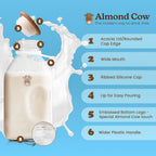 Almond Cow - Glass Pitcher with Lid and Spout, Glass Bottle Milk Container for Refrigerator, Clear Milk Jar Bottles, Food-Grade Liquid Container, 60 fl oz Capacity, 5 x 4 x 10 Inches