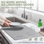 Large Stone Drying Mat for Kitchen Counter, 24" × 16" Diatomite Dish Drying Mat, Quick Dry Stone Mats, Ultra Absorbent Natural Diatomaceous Earth Mats for Dished, Bottles, Dark Grey