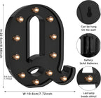 Foaky Black LED Letter Lights for Room Decor - Bedroom Wall Decor, Alphabet Lights for Home, Wedding, Party - Battery Operated （Q）