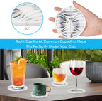 6 Pack Rubber Drink Coasters,Coasters for Drink with Holder,Silicone Cup Mat Non-Stick,Non-Slip,Thickened Live for Hot or Cold Drink(Black White)