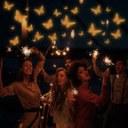 SAOROPEB Glow in The Dark 3D Butterfly 24 Pcs 3 Sizes, Luminous Butterfly Stickers for Ceiling or Wall, Glow in The Dark Party Supplies, Removable Luminous Stickers for Kids Babys Nursery (Orange)