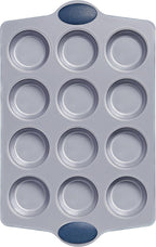 BRONYPRO Ceramic Muffin Pan,12-Cup Nonstick Aluminized Steel Cupcake Pans, Healthy Non-Toxic Ceramic Coating Muffin Tin, 1 Pack Cup Cake Pans for Baking Blue