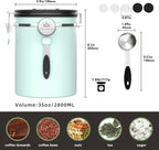 35OZ Coffee Canister for ground coffee with Date Tracker,Mint Green 304 Stainless Steel Kitchen Food Airtight storage container for Coffee Beans or Grounds, Tea, Sugar