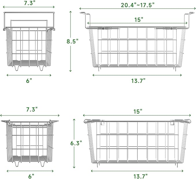 3Pack Adjustable Freezer Organizer Bins - Stackable & Hanging for 7 Cu.Ft Chest Freezer