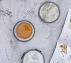 Absorbent Coasters for Drinks with Holder - 6packs, Silicone Coaster with Soft Felt Insert (4.3 inch Coasters with 4.5 inch Holder, Marble Style)