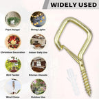 100 PCS Gold Eye Screw Hooks for Hanging Heavy Duty with Safety Buckle.Metal Ceiling Hooks for Hanging Plants Cup Wind Chime Bird Feeders Patio Lights at Indoor&Outdoor