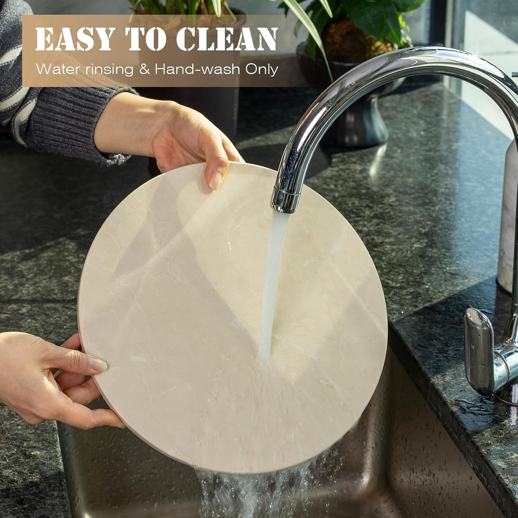 Koville 11 Inch Marble Round Cutting Board for Kitchen Countertop, Natural Marble Pastry Board Cheese Boards Charcuterie Board Stone Slab for Kitchen Decor, Stone Slab for Baking