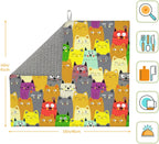 Charming Cat Dish Drying Mat, Highly Absorbent Microfiber Kitchen Counter Pad Reusable Washable, 16*18"