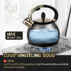 Stovetop Tea Kettle - 2.64 Quart Whistling Tea Pot for Stove Top, Stainless Steel Tea Kettle for All Stovetops Including Induction, Gas, Electric | Ergonomic Pouring Design