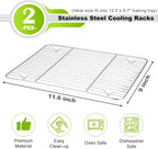 P&P CHEF Cooling Baking Rack Pack of 2, Stainless Steel Cooling Racks for Cooking Baking Roasting Grilling Drying, Dense Wires & Smooth Edge, Easy to clean, Silver, 11.6" x 9"