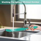 Demao Silicone Blender Spatula & Scraper for Vitamix - Under-Blade & Jar Accessory with Long Handle, Nonstick Surface and Hanging Holes (Cyan)