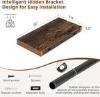 Heimlove 16 Inch Floating Shelves for Wall Rustic Brown Shelves Set of 2,Wall Mounted Rustic Wood 8 Inch Deep Floating Shelf with Invisible Brackets for Bedroom Kitchen Living Room