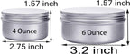 6 Ounce Aluminum Cans 180 mL Screw Lid Metal Storage Tins Containers for Storing Spices, Candies, Lip Balm, Candles, 6 Pcs.